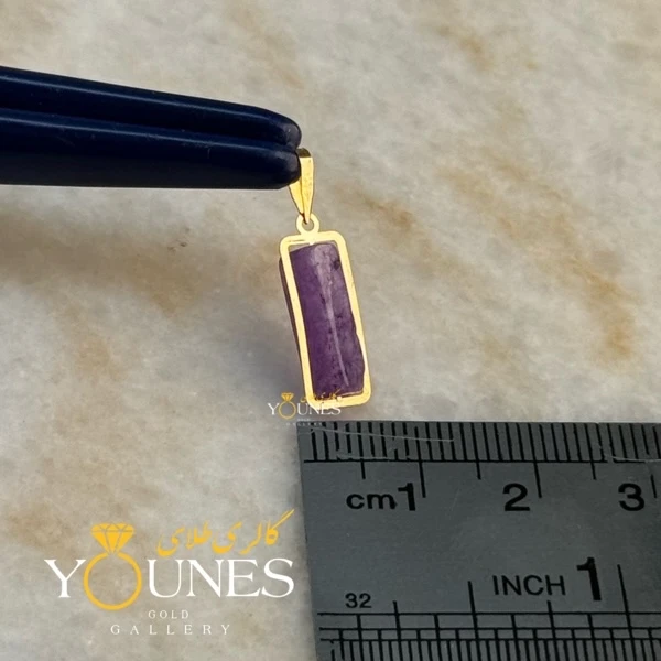 آویز طلا سنگ آمیتیست رگه دار